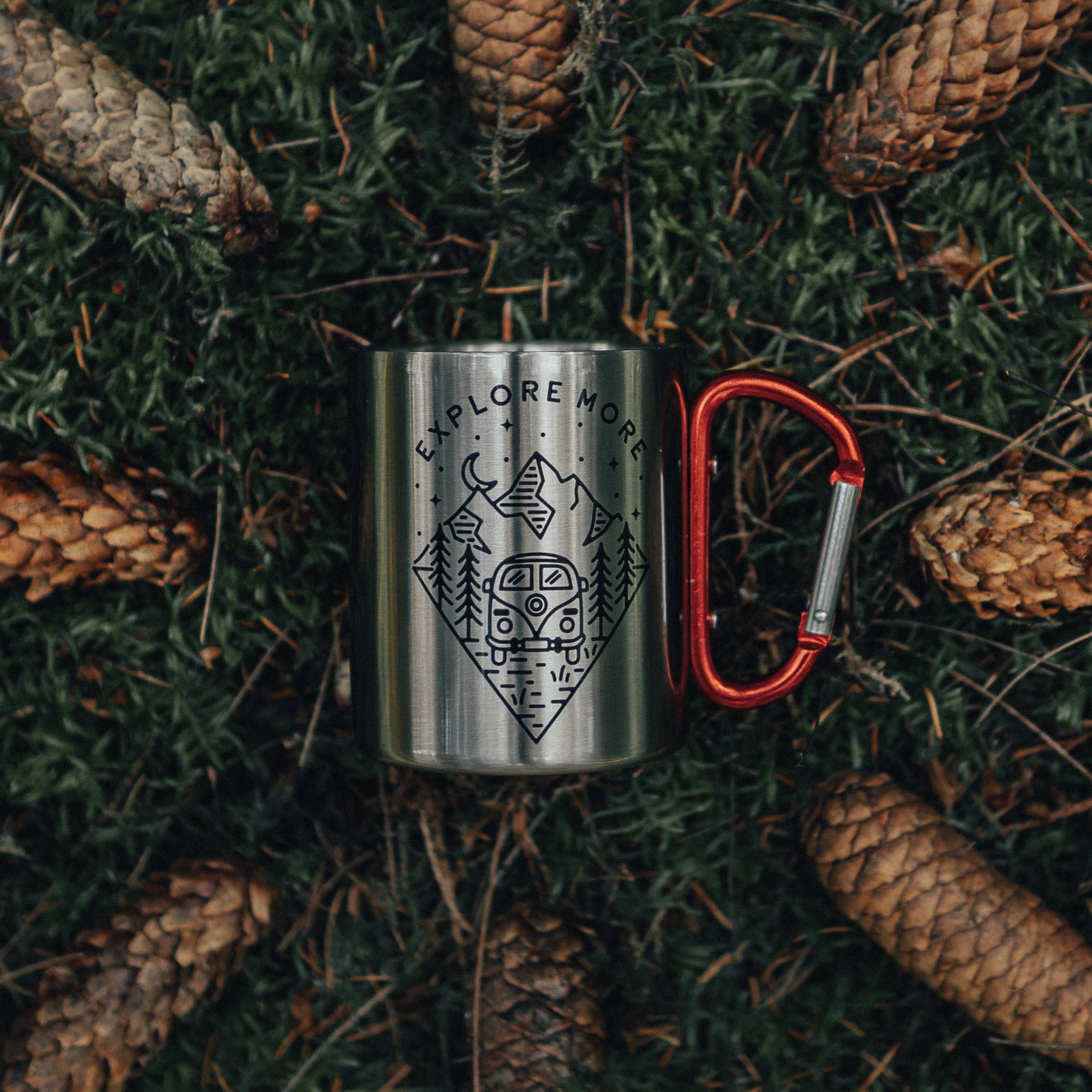 Tiny Print Shop - Explore More Carabiner Steel Camping Mug