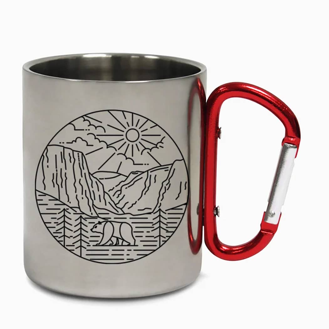 Tiny Print Shop - Yosemite Bear Carabiner Steel Camping Mug