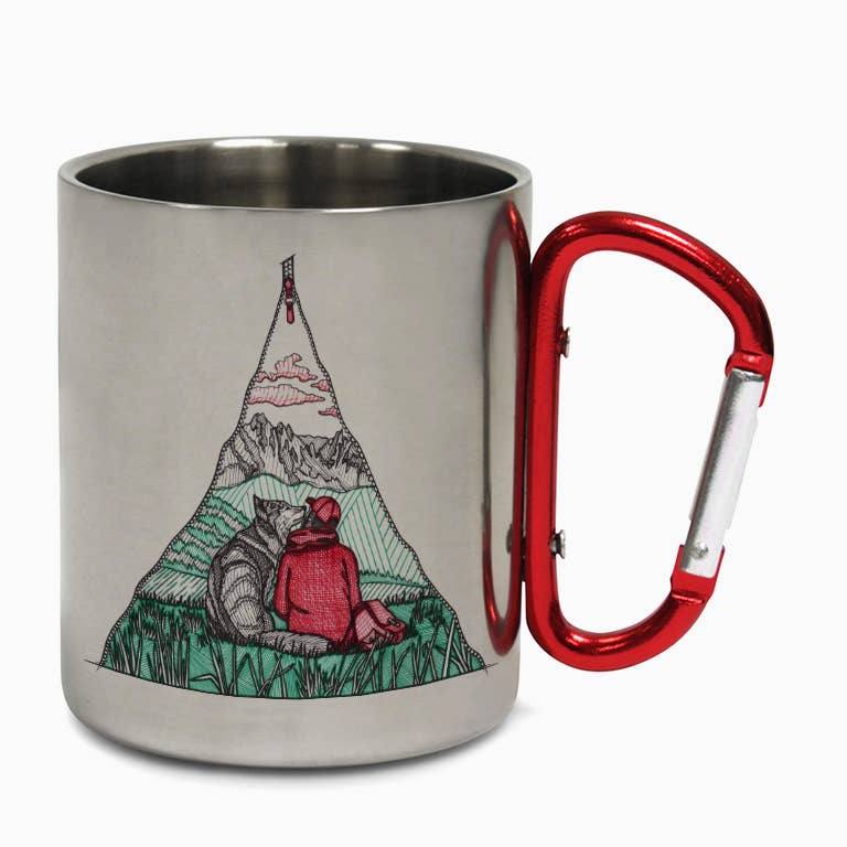 Tiny Print Shop - Dog Walking Carabiner Steel Coffee Camping Mug
